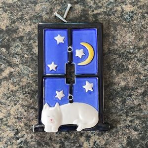 Ceramic light switch cover. Cat and moon!